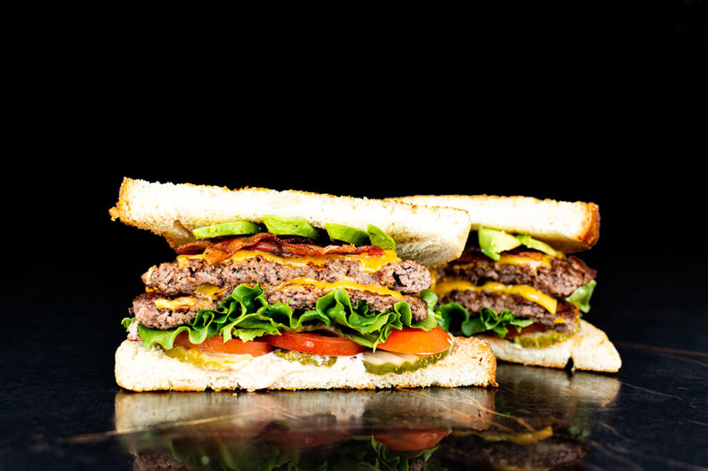 Mamba Burger - double cheeseburger with bacon and avocado on sourdough